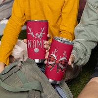 Personalized Christmas Tumbler Cup Custom Name Cute Reindeer Girly Bow - Wonder Print Shop