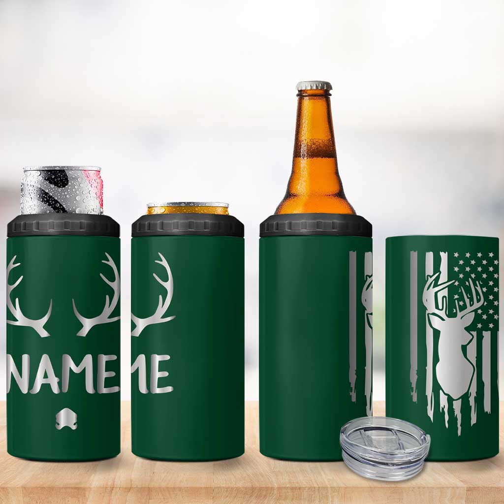 Personalized Hunting 4 in 1 Can Cooler Tumbler Custom Name Reindeer Season Christmas - Wonder Print Shop