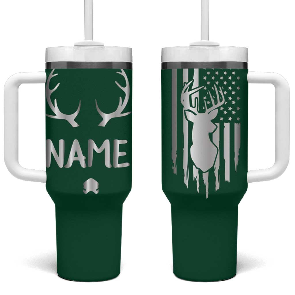 Personalized Hunting Tumbler With Handle Custom Name Reindeer Season Christmas - Wonder Print Shop