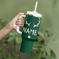 Personalized Hunting Tumbler With Handle Custom Name Reindeer Season Christmas - Wonder Print Shop