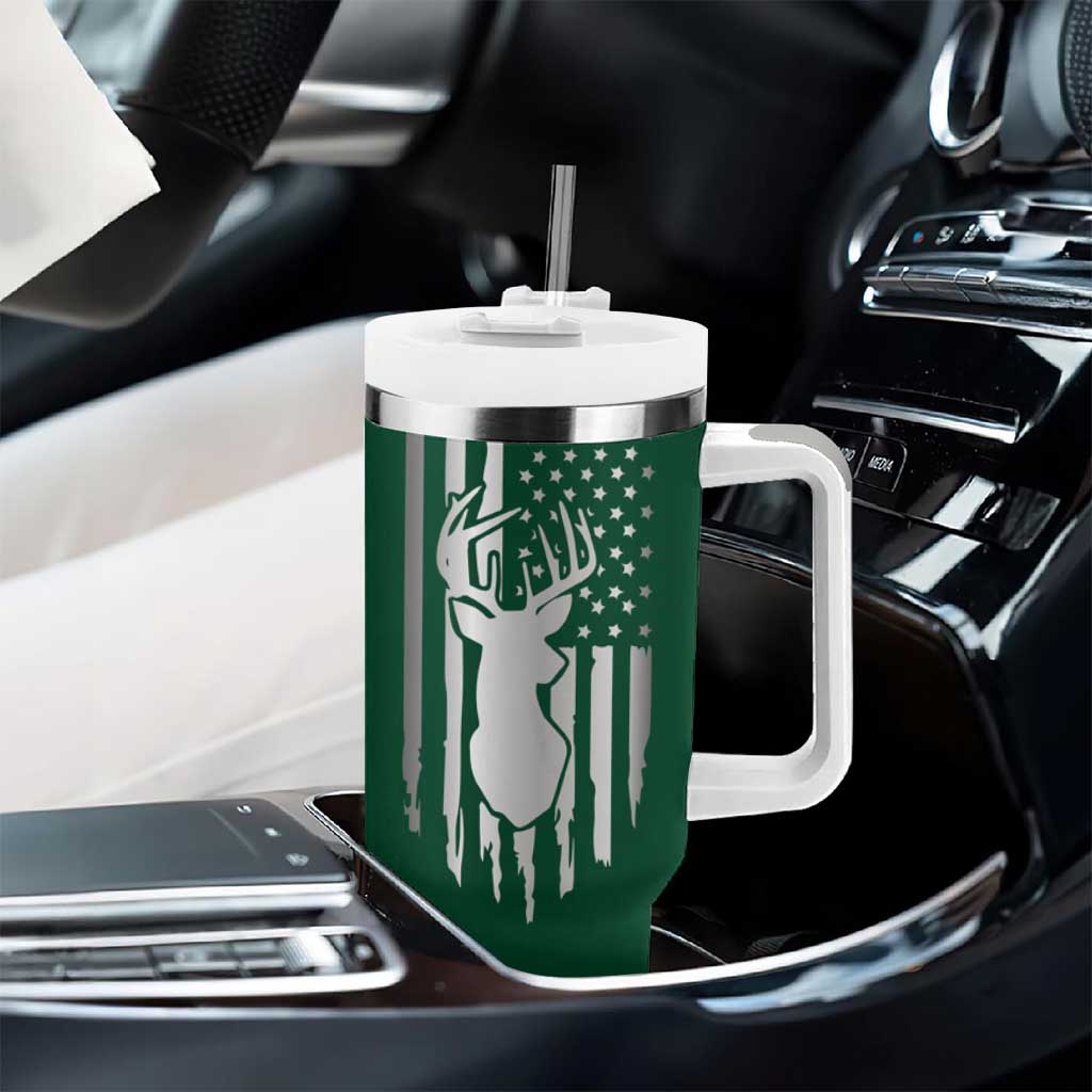 Personalized Hunting Tumbler With Handle Custom Name Reindeer Season Christmas - Wonder Print Shop