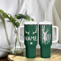 Personalized Hunting Tumbler With Handle Custom Name Reindeer Season Christmas - Wonder Print Shop