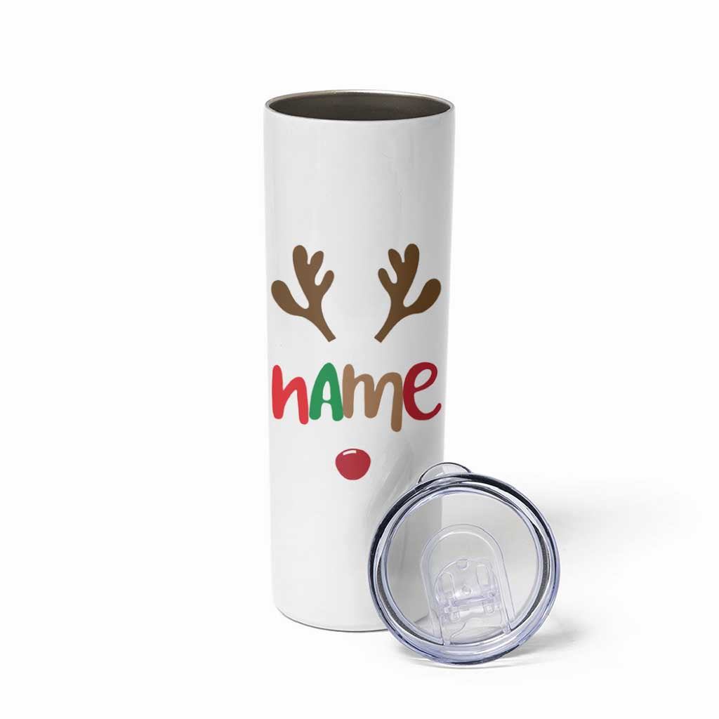 Personalized Christmas Skinny Tumbler Custom Name Ho Ho Ho Santa Reindeer Elf - Wonder Print Shop