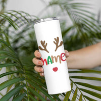 Personalized Christmas Skinny Tumbler Custom Name Ho Ho Ho Santa Reindeer Elf - Wonder Print Shop