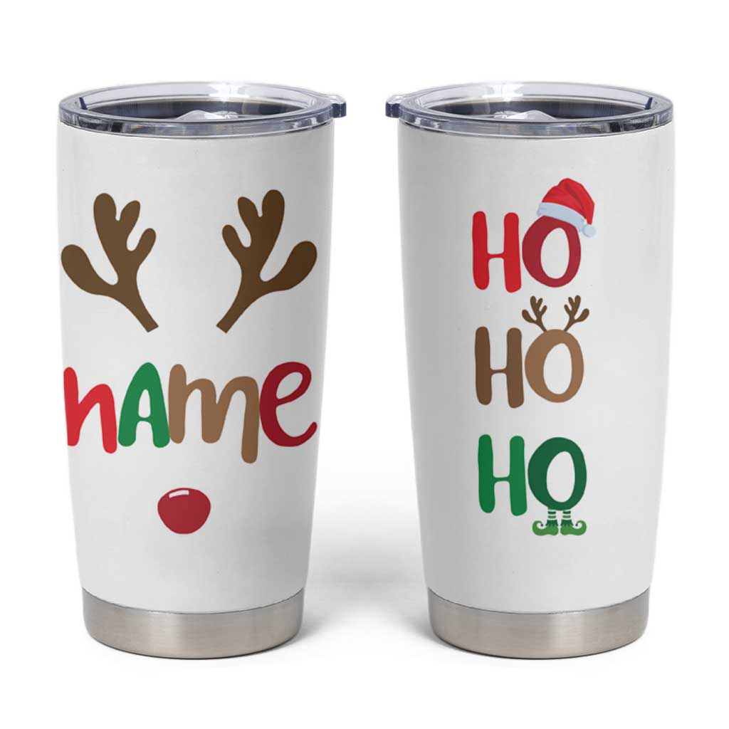 Personalized Christmas Tumbler Cup Custom Name Ho Ho Ho Santa Reindeer Elf - Wonder Print Shop