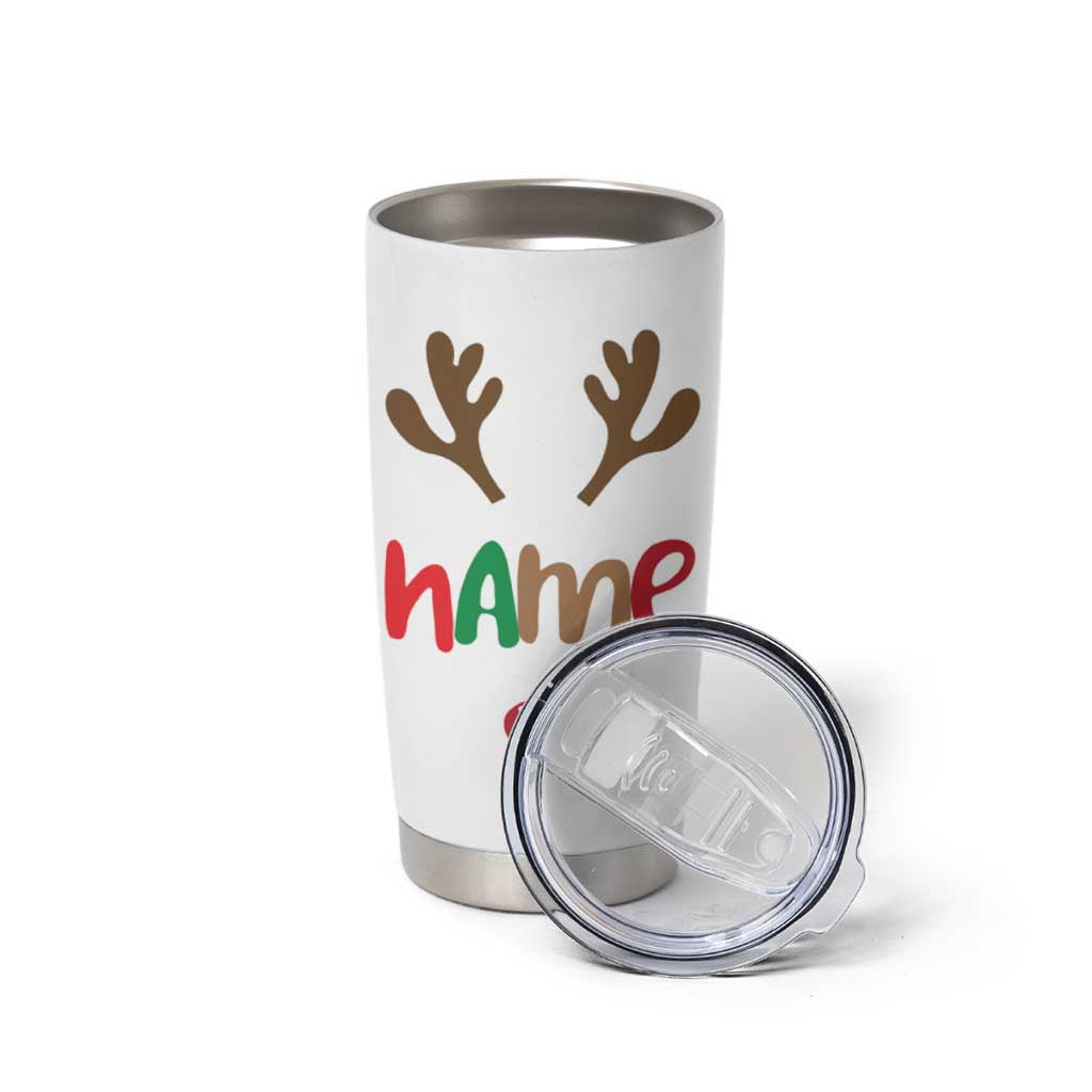 Personalized Christmas Tumbler Cup Custom Name Ho Ho Ho Santa Reindeer Elf - Wonder Print Shop