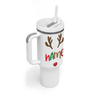 Personalized Christmas Tumbler With Handle Custom Name Ho Ho Ho Santa Reindeer Elf - Wonder Print Shop