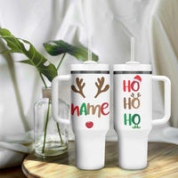 Personalized Christmas Tumbler With Handle Custom Name Ho Ho Ho Santa Reindeer Elf - Wonder Print Shop