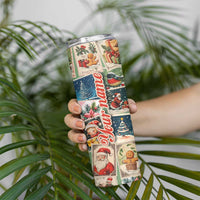 Personalized Christmas Skinny Tumbler Custom Name Vingtage Xmas Stamp - Wonder Print Shop