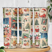 Personalized Christmas Skinny Tumbler Custom Name Vingtage Xmas Stamp - Wonder Print Shop
