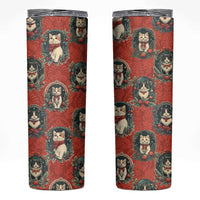 Christmas Cat Skinny Tumbler Vintage Kitten Royal Victorian Holly Wreath - Wonder Print Shop