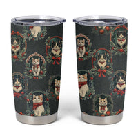Christmas Cat Tumbler Cup Vintage Kitten Victorian Royal Holly Wreath - Wonder Print Shop