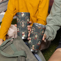 Christmas Cat Tumbler Cup Vintage Kitten Victorian Royal Holly Wreath - Wonder Print Shop