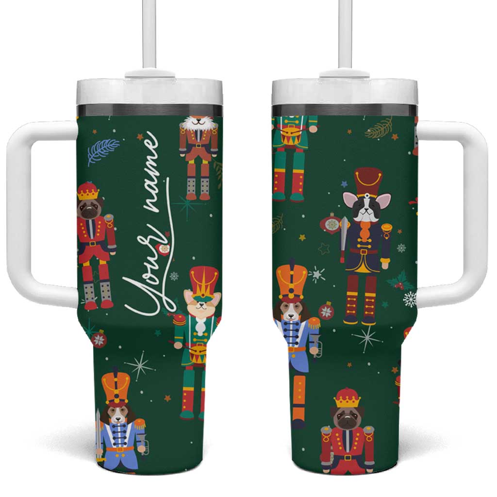Personalized Christmas Nutcracker Tumbler With Handle Custom Name Funny Nutcracker Dog - Wonder Print Shop