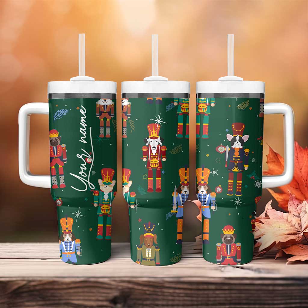 Personalized Christmas Nutcracker Tumbler With Handle Custom Name Funny Nutcracker Dog - Wonder Print Shop