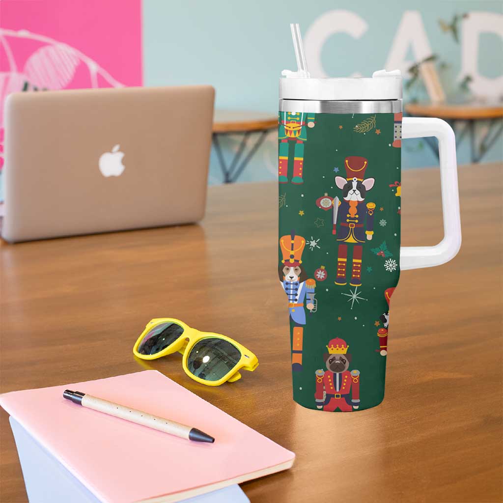 Personalized Christmas Nutcracker Tumbler With Handle Custom Name Funny Nutcracker Dog - Wonder Print Shop