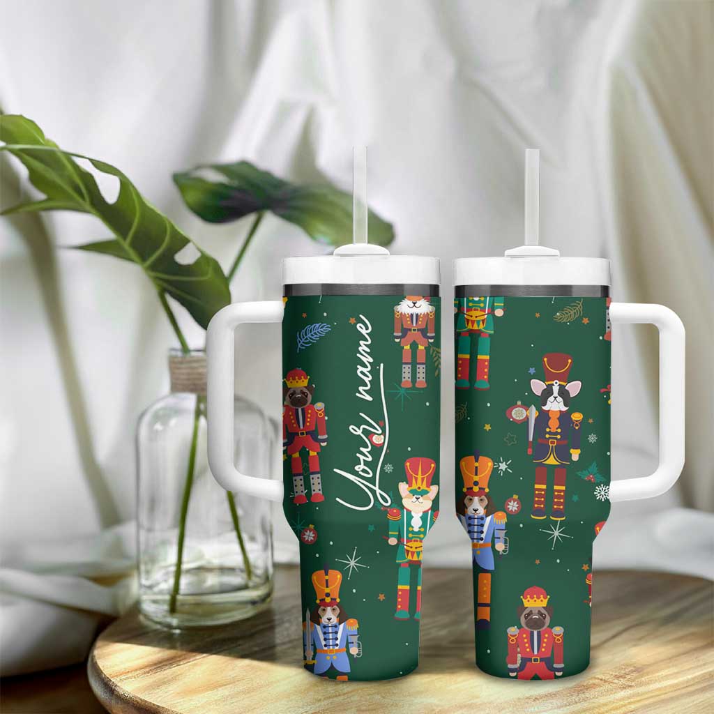 Personalized Christmas Nutcracker Tumbler With Handle Custom Name Funny Nutcracker Dog - Wonder Print Shop