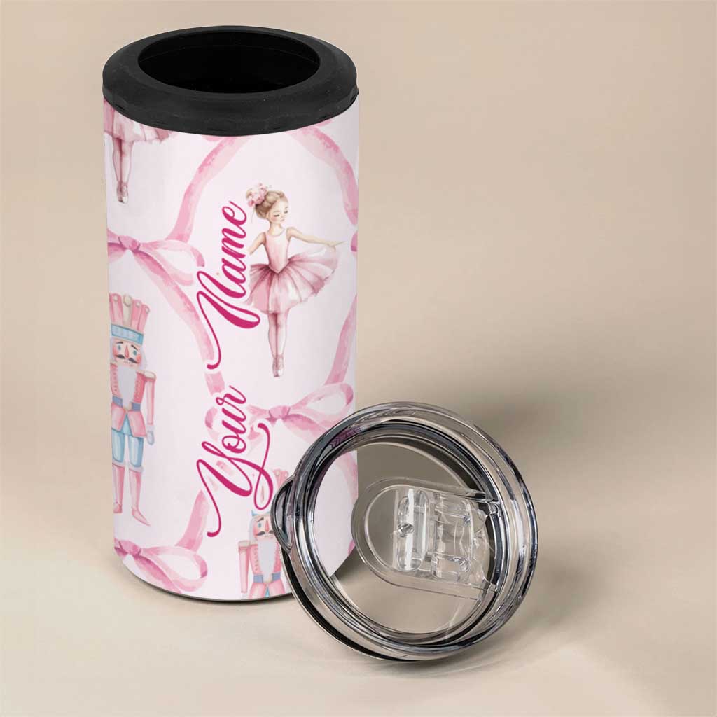 Personalized Christmas Nutcracker Ballerina 4 in 1 Can Cooler Tumbler Custom Name Coquette Ballet Nutcracker - Wonder Print Shop