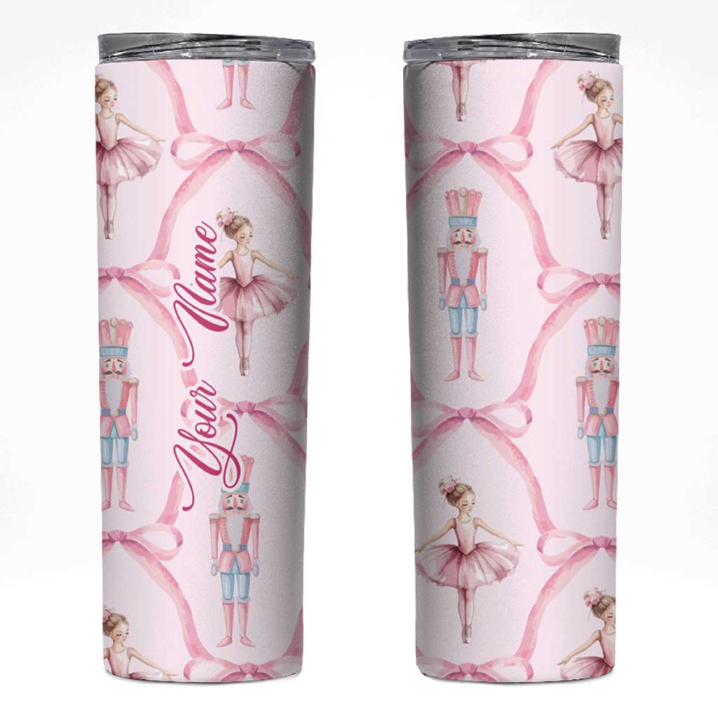 Personalized Christmas Nutcracker Ballerina Skinny Tumbler Custom Name Coquette Ballet Nutcracker - Wonder Print Shop