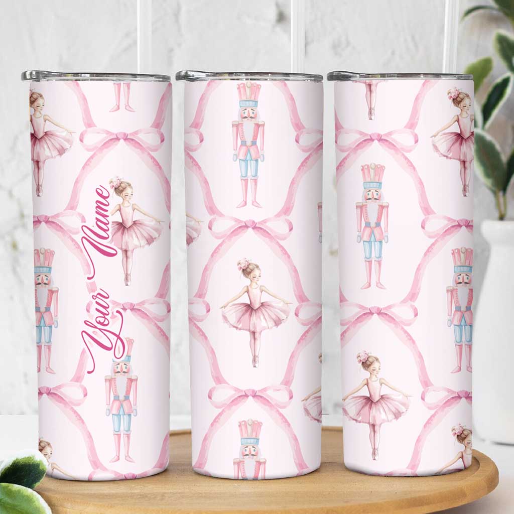 Personalized Christmas Nutcracker Ballerina Skinny Tumbler Custom Name Coquette Ballet Nutcracker - Wonder Print Shop
