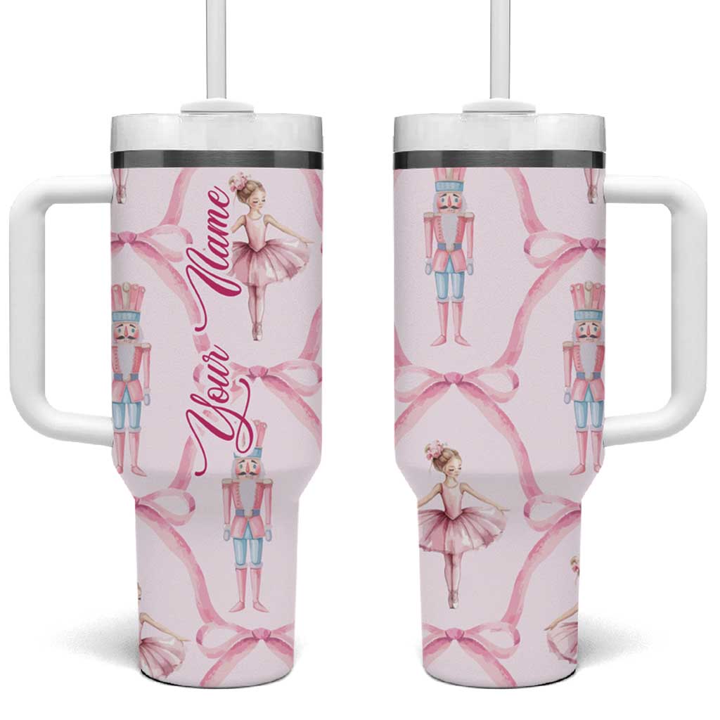 Personalized Christmas Nutcracker Ballerina Tumbler With Handle Custom Name Coquette Ballet Nutcracker - Wonder Print Shop