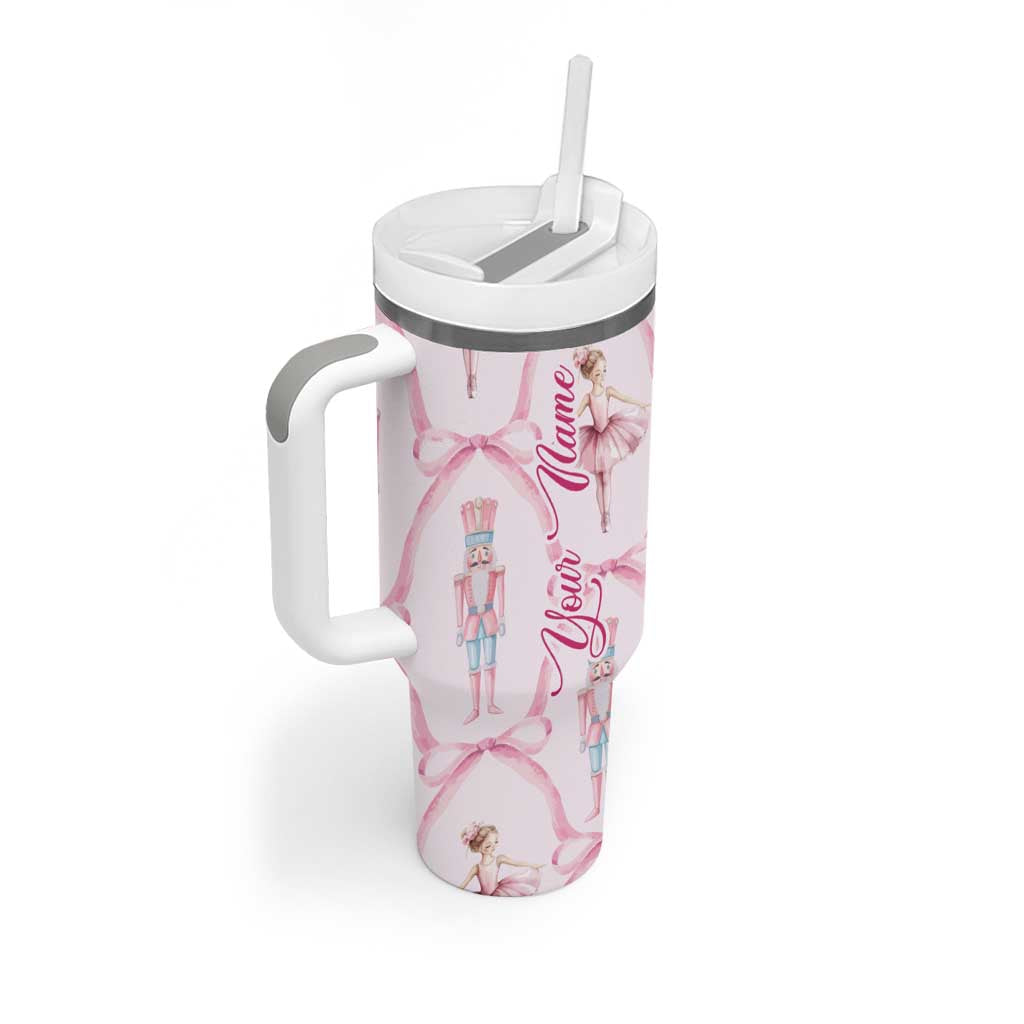 Personalized Christmas Nutcracker Ballerina Tumbler With Handle Custom Name Coquette Ballet Nutcracker - Wonder Print Shop