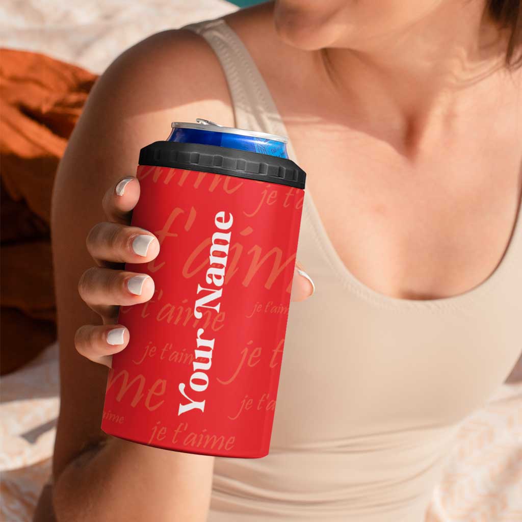 Personalized Coquette Christmas 4 in 1 Can Cooler Tumbler Custom Name Cherry Bow Je T'aime - Wonder Print Shop