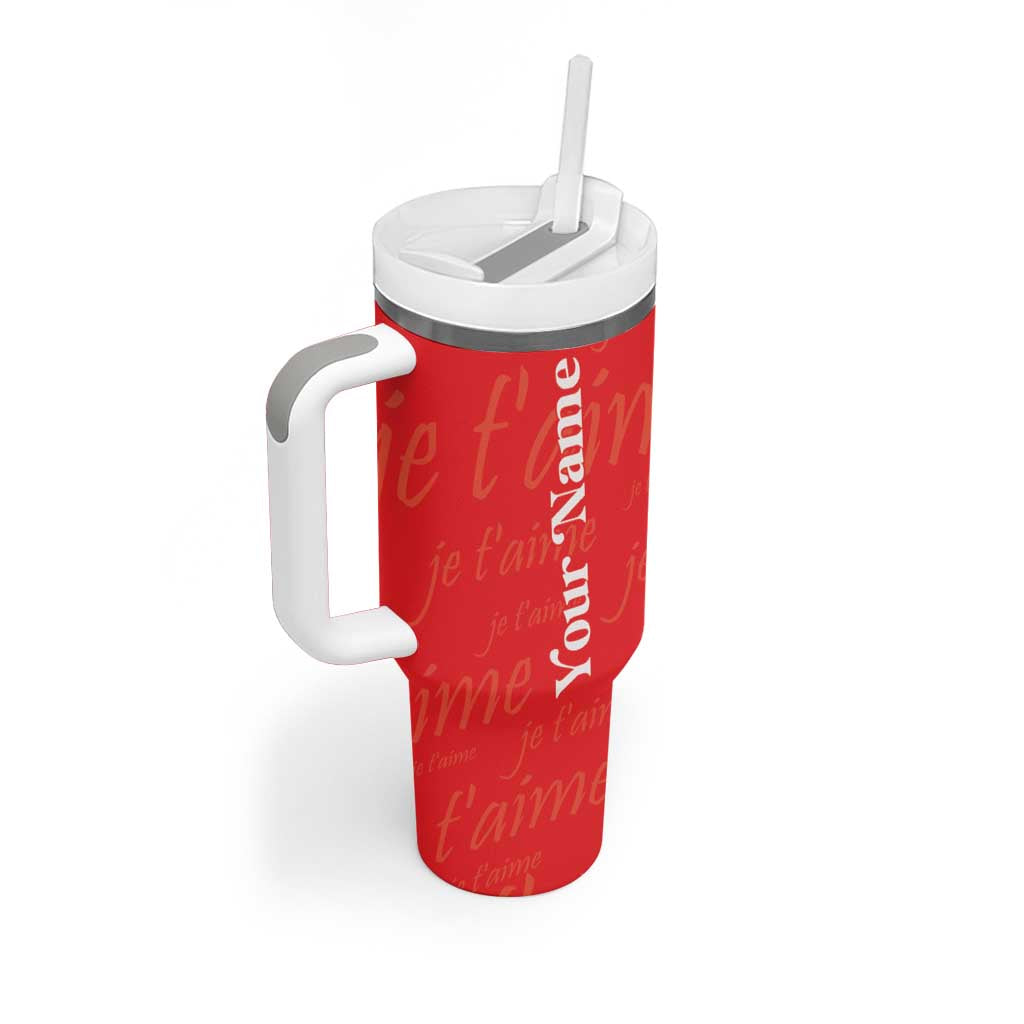 Personalized Coquette Christmas Tumbler With Handle Custom Name Cherry Bow Je T'aime - Wonder Print Shop
