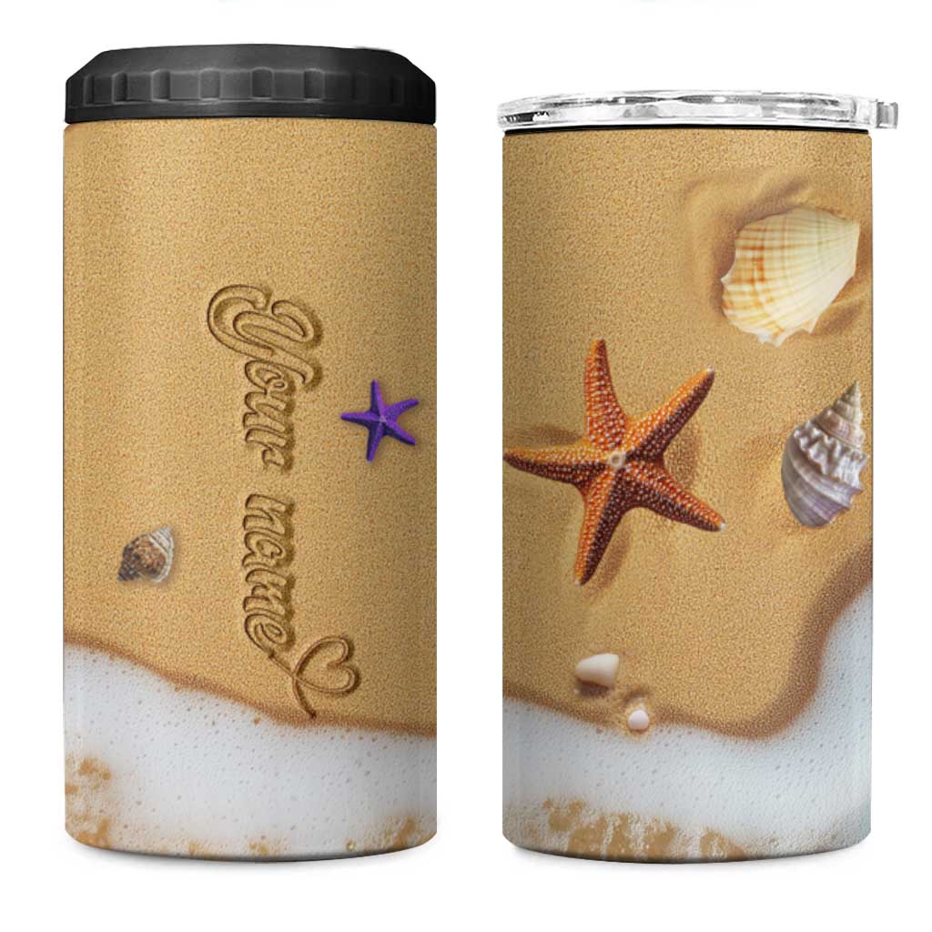 Personalized Beach 4 in 1 Can Cooler Tumbler Custom Name Beach Trip Vacation - Wonder Print Shop