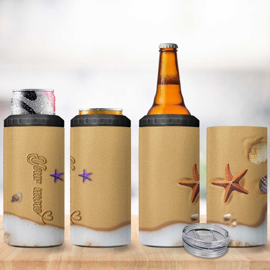 Personalized Beach 4 in 1 Can Cooler Tumbler Custom Name Beach Trip Vacation - Wonder Print Shop