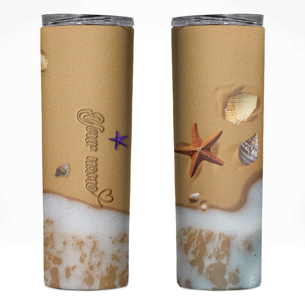 Personalized Beach Skinny Tumbler Custom Name Beach Trip Vacation - Wonder Print Shop