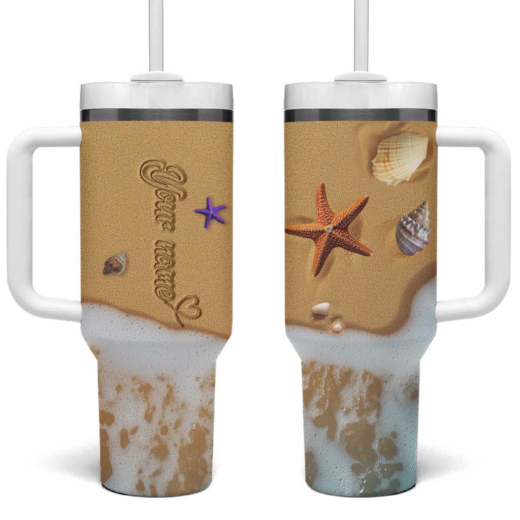 Personalized Beach Tumbler With Handle Custom Name Beach Trip Vacation - Wonder Print Shop