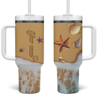 Personalized Beach Tumbler With Handle Custom Name Beach Trip Vacation - Wonder Print Shop