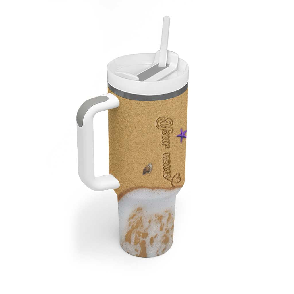 Personalized Beach Tumbler With Handle Custom Name Beach Trip Vacation - Wonder Print Shop