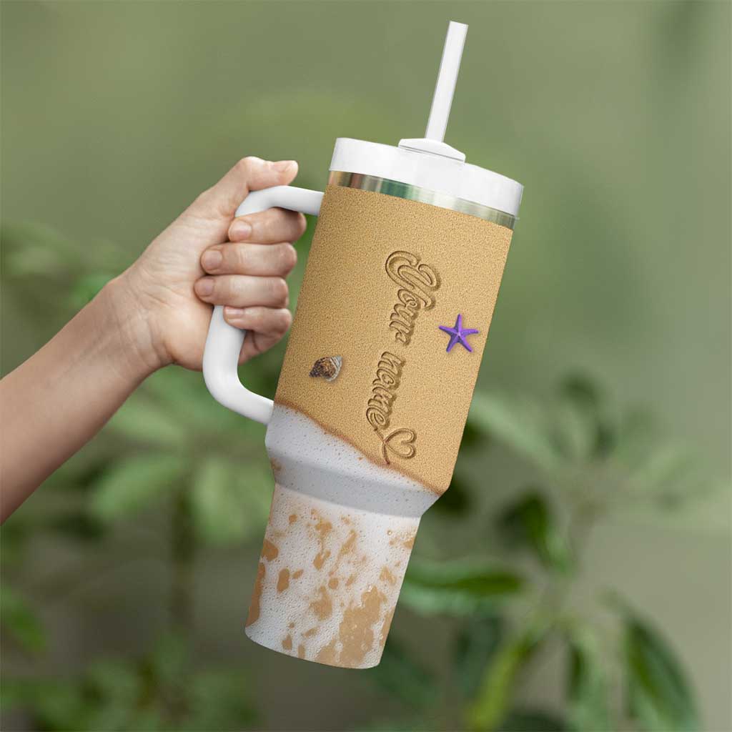 Personalized Beach Tumbler With Handle Custom Name Beach Trip Vacation - Wonder Print Shop