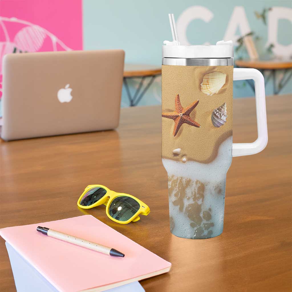 Personalized Beach Tumbler With Handle Custom Name Beach Trip Vacation - Wonder Print Shop