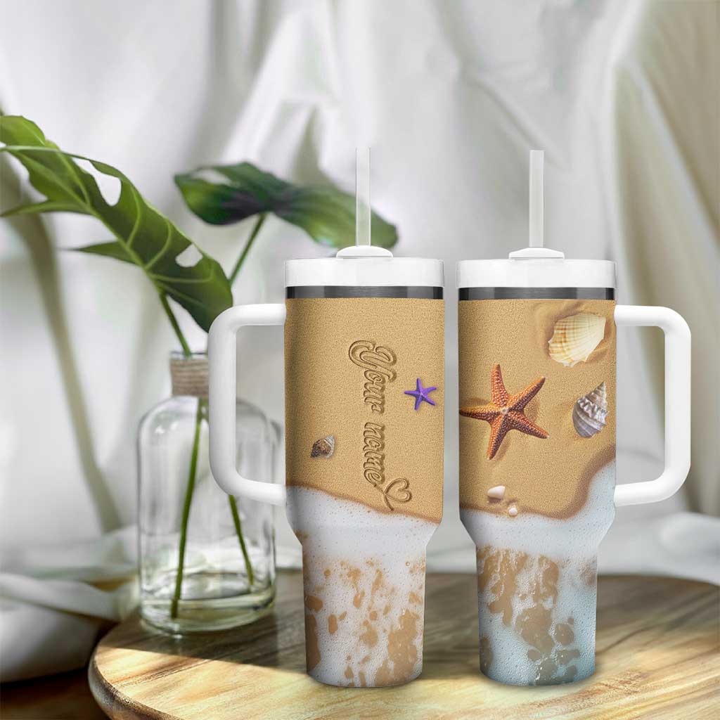 Personalized Beach Tumbler With Handle Custom Name Beach Trip Vacation - Wonder Print Shop