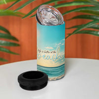 Personalized Beach 4 in 1 Can Cooler Tumbler Custom Name Life Is Better At Beach Trip Vacation - Wonder Print Shop