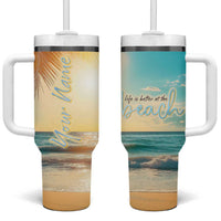 Personalized Beach Tumbler With Handle Custom Name Life Is Better At Beach Trip Vacation - Wonder Print Shop