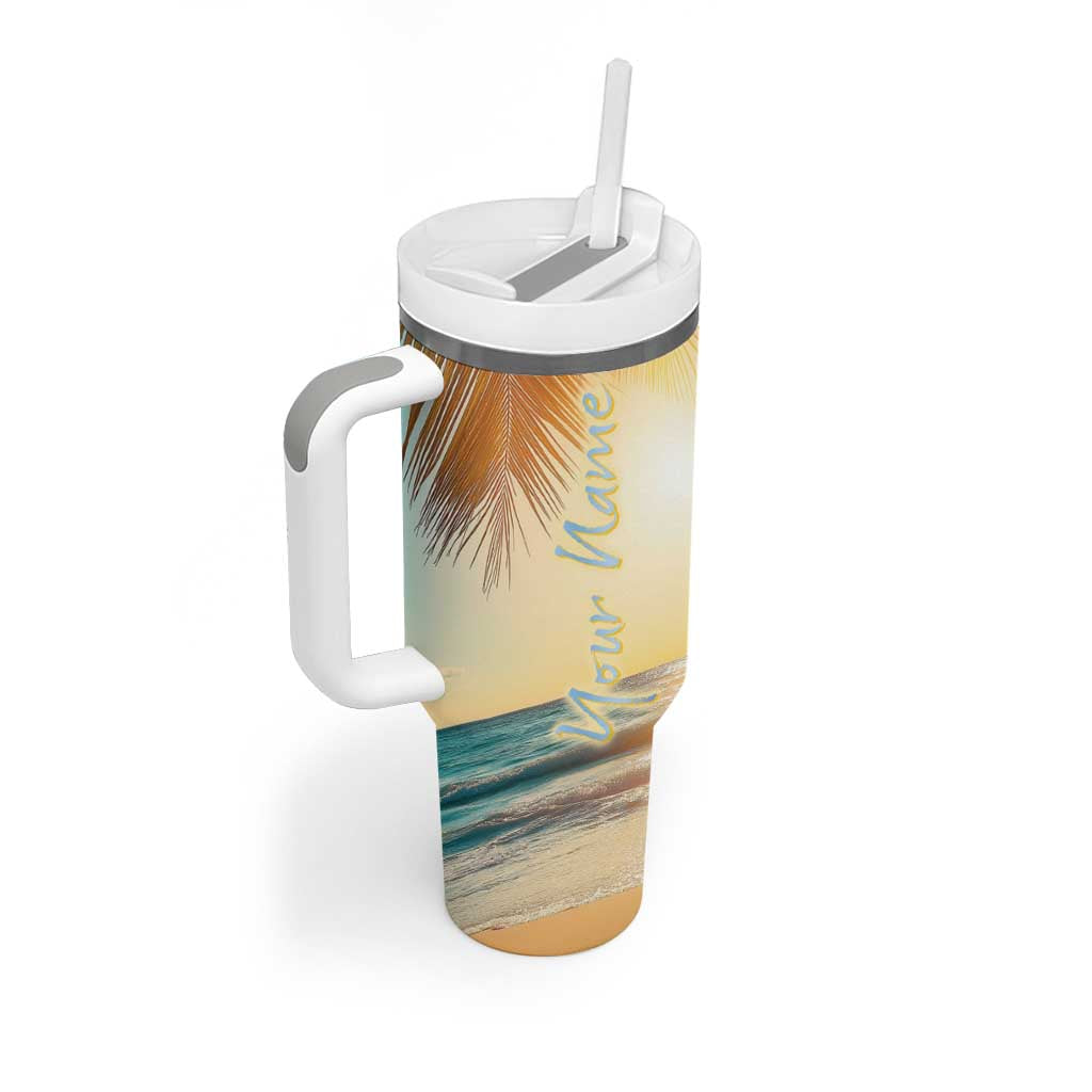 Personalized Beach Tumbler With Handle Custom Name Life Is Better At Beach Trip Vacation - Wonder Print Shop