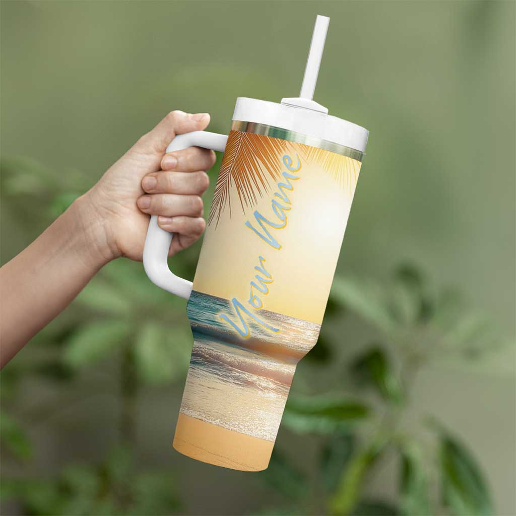 Personalized Beach Tumbler With Handle Custom Name Life Is Better At Beach Trip Vacation - Wonder Print Shop