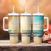 Personalized Beach Tumbler With Handle Custom Name Life Is Better At Beach Trip Vacation - Wonder Print Shop