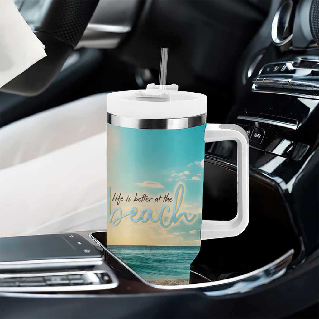 Personalized Beach Tumbler With Handle Custom Name Life Is Better At Beach Trip Vacation - Wonder Print Shop