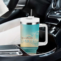 Personalized Beach Tumbler With Handle Custom Name Life Is Better At Beach Trip Vacation - Wonder Print Shop