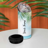 Personalized Beach Lover 4 in 1 Can Cooler Tumbler Custom Name The Sun The Sand And A Drink In My Hand - Wonder Print Shop