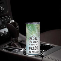 Personalized Beach Lover Skinny Tumbler Custom Name The Sun The Sand And A Drink In My Hand - Wonder Print Shop
