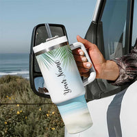 Personalized Beach Lover Tumbler With Handle Custom Name The Sun The Sand And A Drink In My Hand - Wonder Print Shop