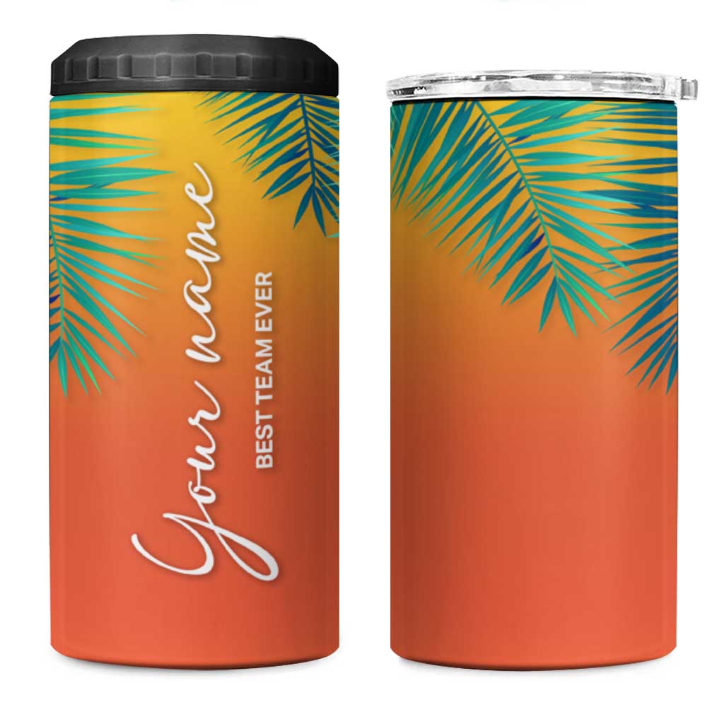 Personalized Beach Trip Vacation 4 in 1 Can Cooler Tumbler Custom Name Best Team Ever Teambuilding - Wonder Print Shop