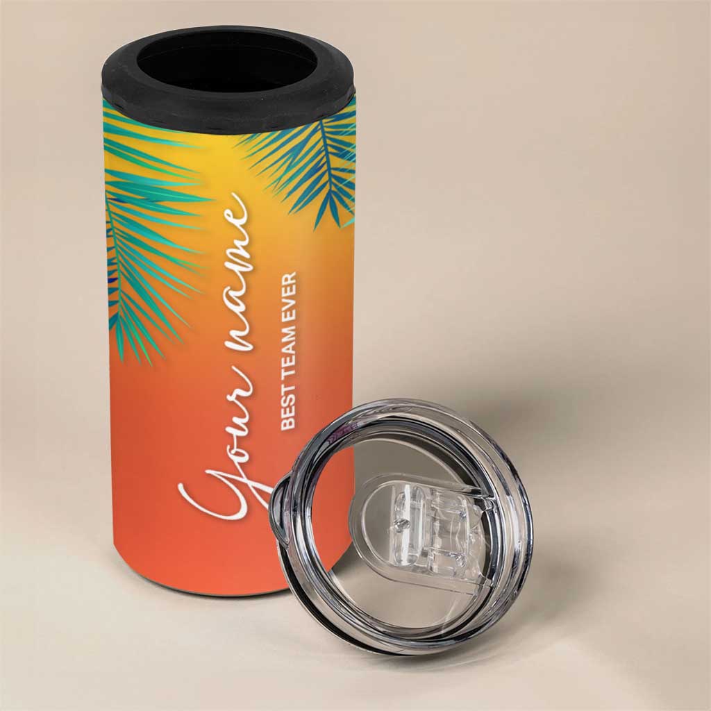 Personalized Beach Trip Vacation 4 in 1 Can Cooler Tumbler Custom Name Best Team Ever Teambuilding - Wonder Print Shop