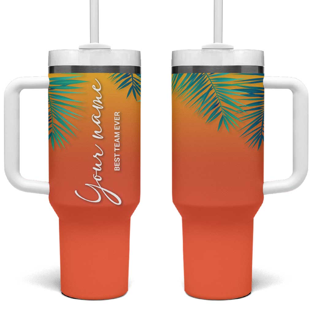 Personalized Beach Trip Vacation Tumbler With Handle Custom Name Best Team Ever Teambuilding - Wonder Print Shop